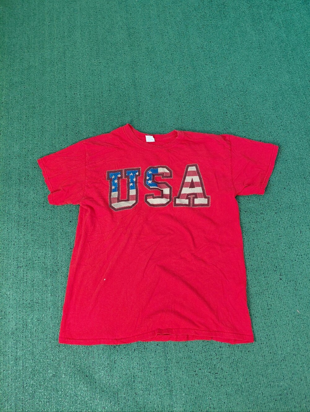 USA Patriotic American Flag Red T Shirt Sz M/L